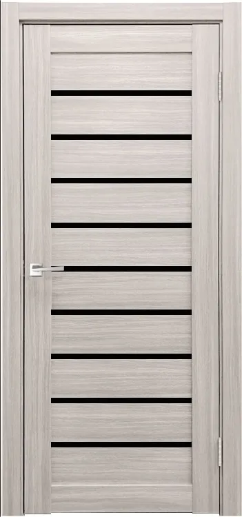 Фото Межкомнатная дверь Легенда X-2 тон Белая лиственница Остекление Лакобель черное